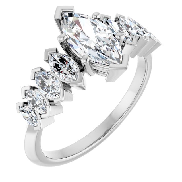 1 3/4 CTW Marquise Accented Engagement Ring