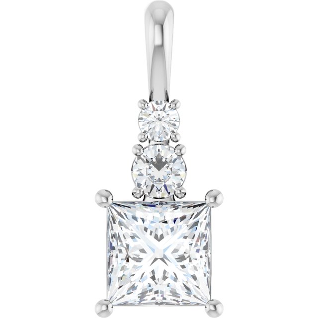 2 1/4 CTW Square Accented Pendant
