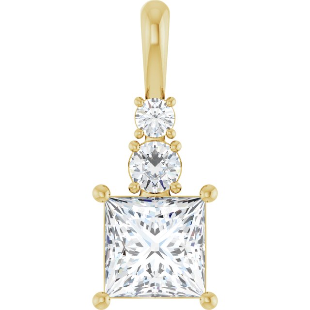 2 1/4 CTW Square Accented Pendant