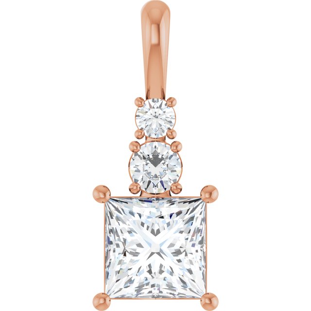 2 1/4 CTW Square Accented Pendant