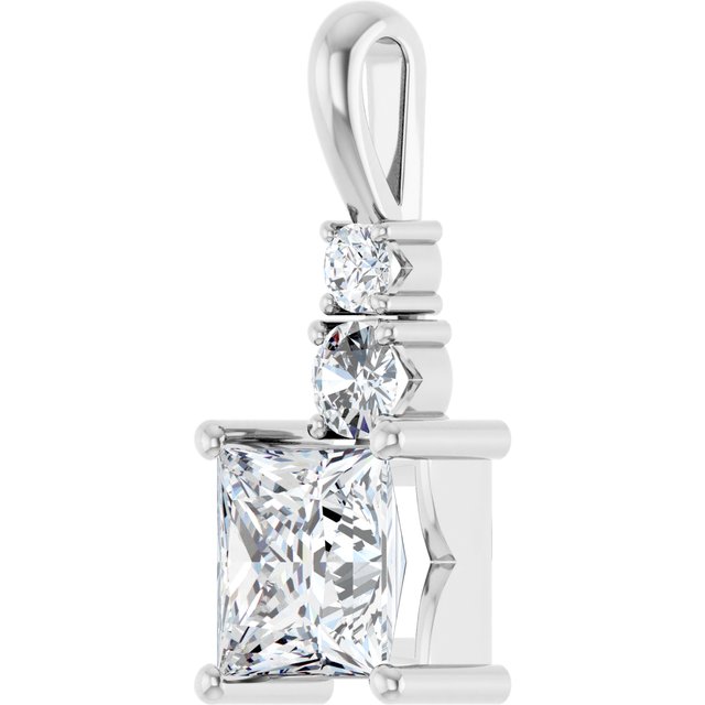 2 1/4 CTW Square Accented Pendant