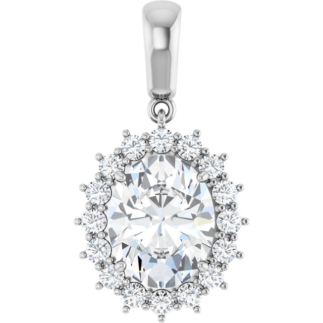 2 1/2 CTW Halo-Style Oval Pendant