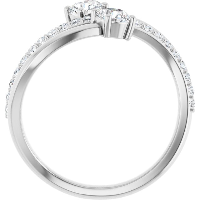 3/4 CTW Two-Stone Bypass Ring