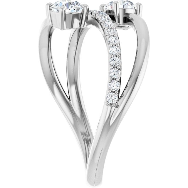 3/4 CTW Two-Stone Bypass Ring