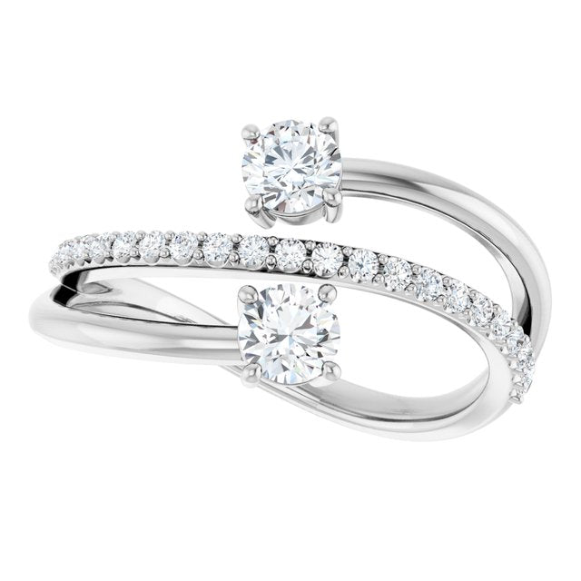 3/4 CTW Two-Stone Bypass Ring