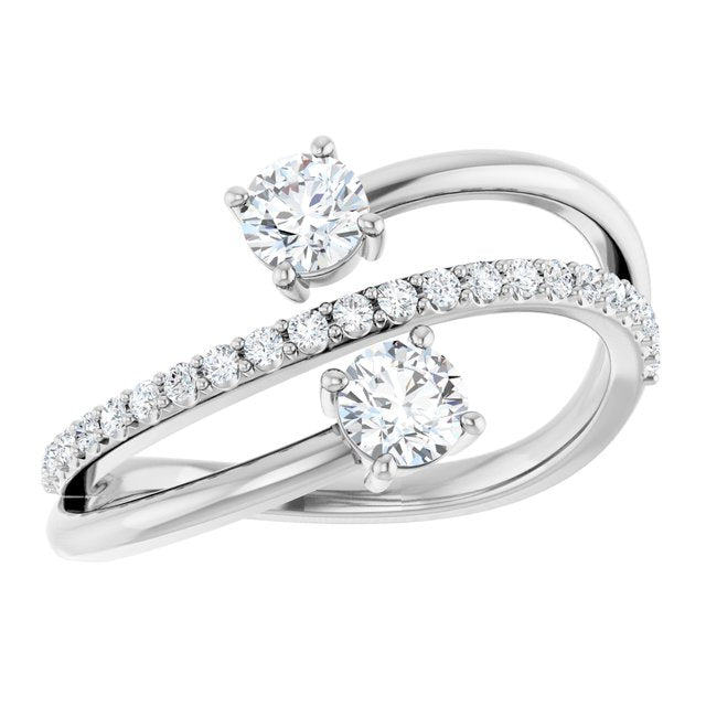 3/4 CTW Two-Stone Bypass Ring