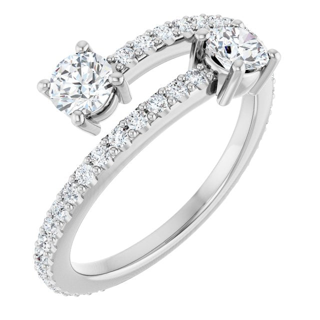 7/8 CTW Two-Stone Bypass Ring