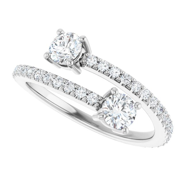 7/8 CTW Two-Stone Bypass Ring