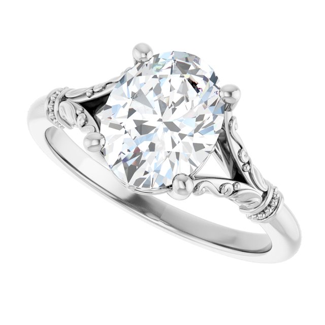 1 1/2 CTW Split Shank Oval Solitaire Engagement Ring