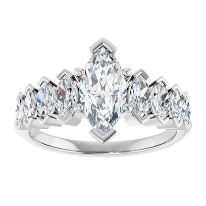 1 3/4 CTW Marquise Accented Engagement Ring