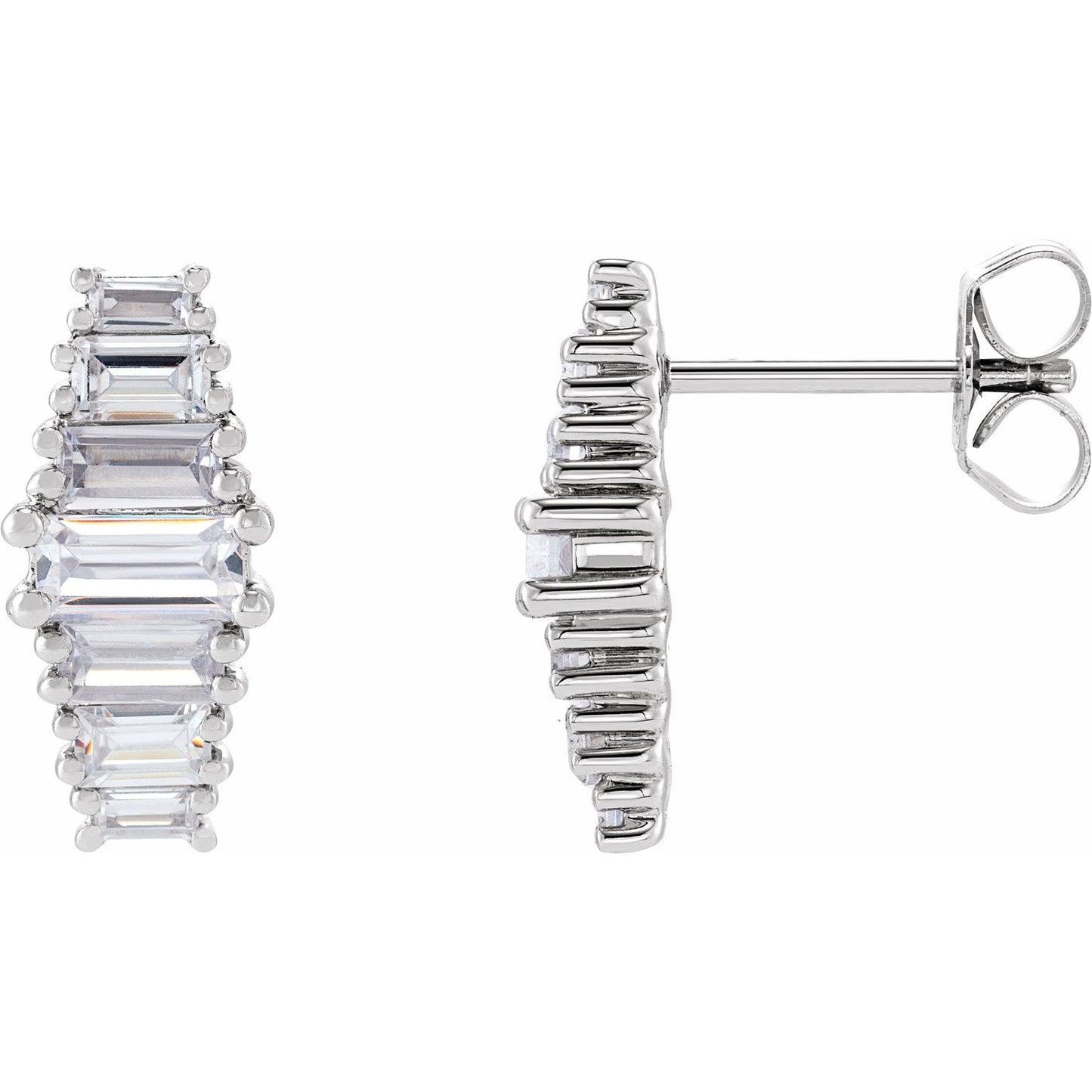 1 1/2 CTW Straight Baguette Earrings