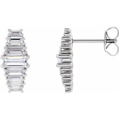 1 1/2 CTW Straight Baguette Earrings