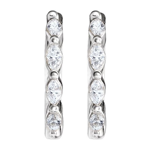1/6 CTW 12 mm Marquise Hoop Earrings