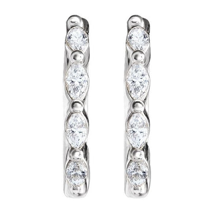 1/6 CTW 12 mm Marquise Hoop Earrings