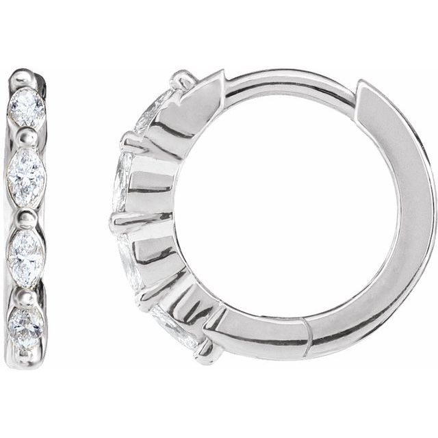 1/6 CTW 12 mm Marquise Hoop Earrings