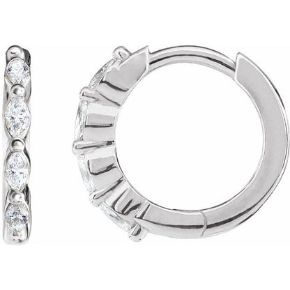 1/6 CTW 12 mm Marquise Hoop Earrings