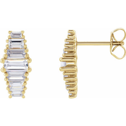 1 1/2 CTW Straight Baguette Earrings