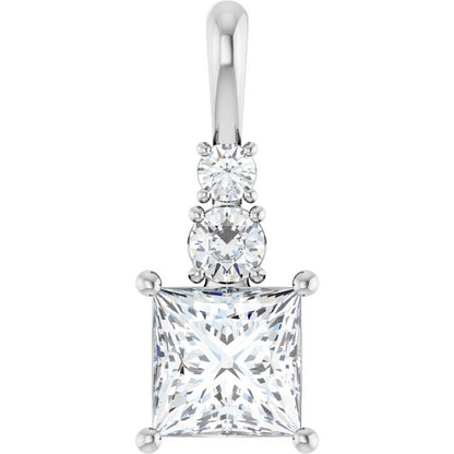 2 1/4 CTW Square Accented Pendant