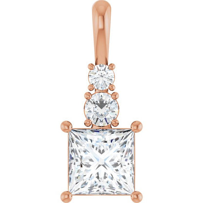 2 1/4 CTW Square Accented Pendant