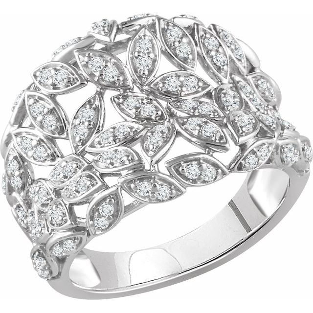 1/2 CTW Leaf Ring