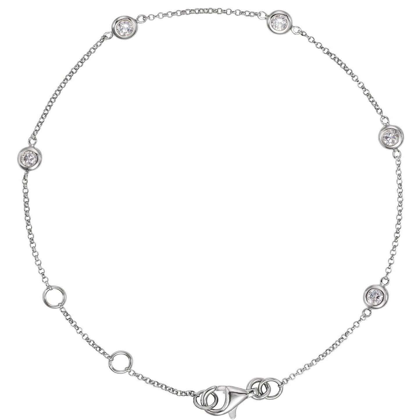 1/4 CTW Bezel-Set 5-Station 5 1/2-7" Bracelet