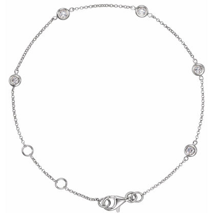 1/4 CTW Bezel-Set 5-Station 5 1/2-7" Bracelet