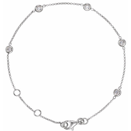 1/4 CTW Bezel-Set 5-Station 5 1/2-7" Bracelet