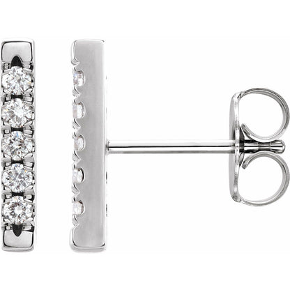 1/8 CTW French-Set Bar Earrings