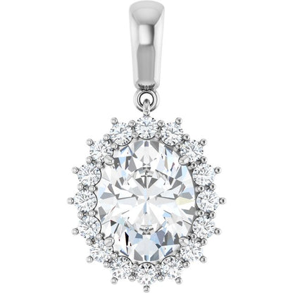 2 1/2 CTW Halo-Style Oval Pendant