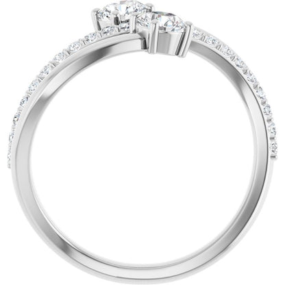 3/4 CTW Two-Stone Bypass Ring