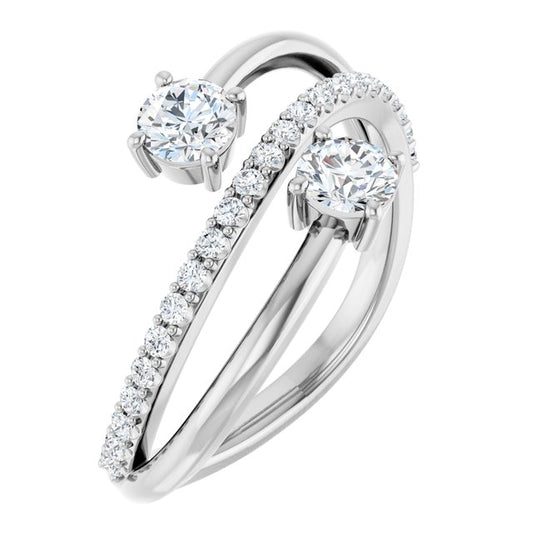 3/4 CTW Two-Stone Bypass Ring