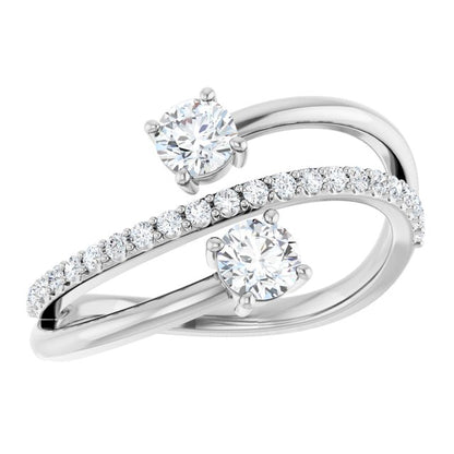 3/4 CTW Two-Stone Bypass Ring