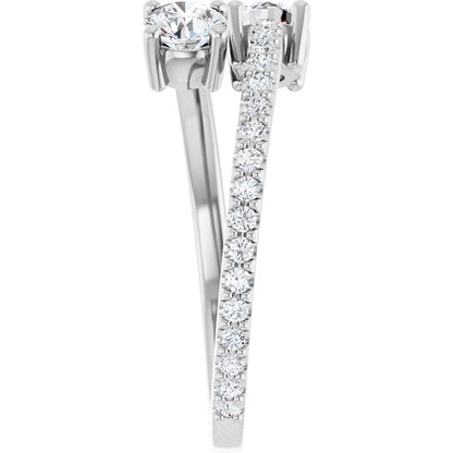 7/8 CTW Two-Stone Bypass Ring