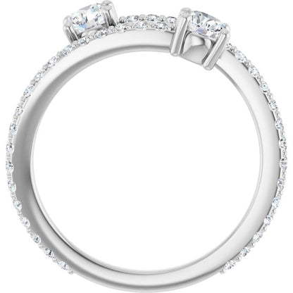 7/8 CTW Two-Stone Bypass Ring