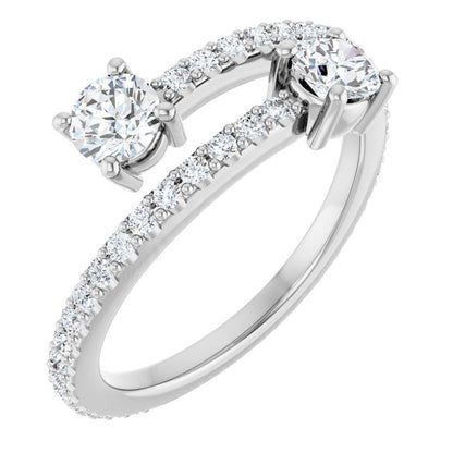 7/8 CTW Two-Stone Bypass Ring