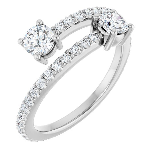7/8 CTW Two-Stone Bypass Ring