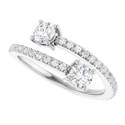 7/8 CTW Two-Stone Bypass Ring