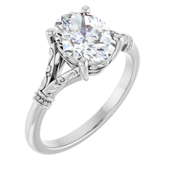 1 1/2 CTW Split Shank Oval Solitaire Engagement Ring