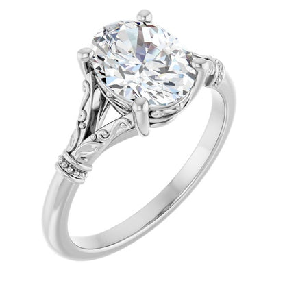 1 1/2 CTW Split Shank Oval Solitaire Engagement Ring