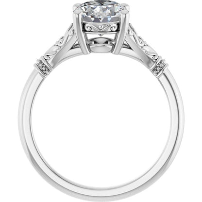 1 1/2 CTW Split Shank Oval Solitaire Engagement Ring