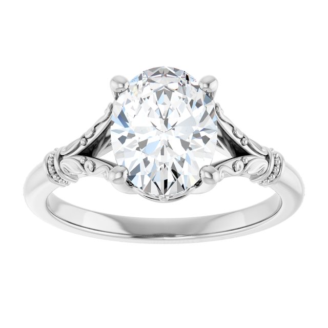 1 1/2 CTW Split Shank Oval Solitaire Engagement Ring